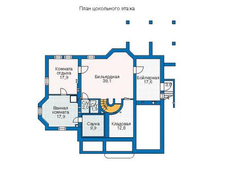 Планировка цокольного этажа :: Проект дома из кирпича 35-89