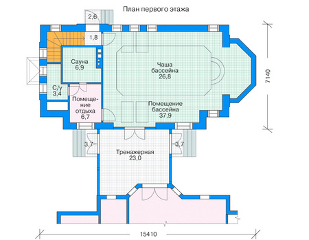 Планировка первого этажа :: Проект дома из кирпича 35-92