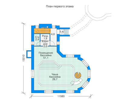 Планировка первого этажа :: Проект дома из кирпича 35-94