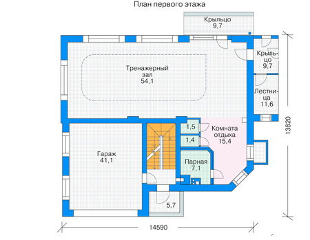 Планировка первого этажа :: Проект дома из кирпича 35-97