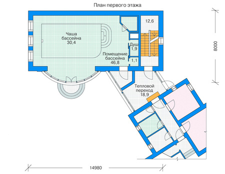 Планировка первого этажа :: Проект дома из кирпича 35-98