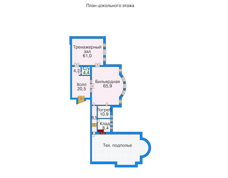 Планировка цокольного этажа :: Проект дома из кирпича 36-09