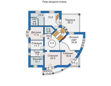 Планировка второго этажа :: Проект дома из кирпича 36-12