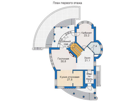 Планировка первого этажа :: Проект дома из кирпича 36-16