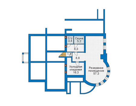 Планировка цокольного этажа :: Проект дома из кирпича 36-19