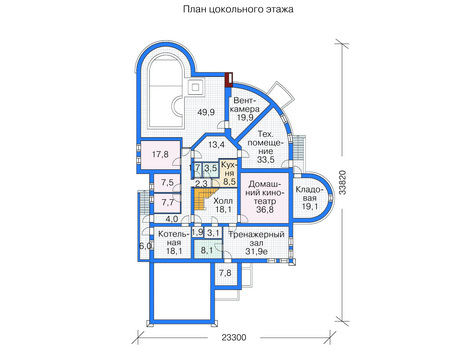 Планировка цокольного этажа :: Проект дома из кирпича 36-21