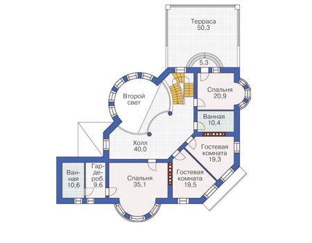 Планировка второго этажа :: Проект дома из кирпича 36-23