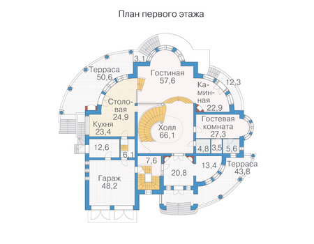 Планировка первого этажа :: Проект дома из кирпича 36-24