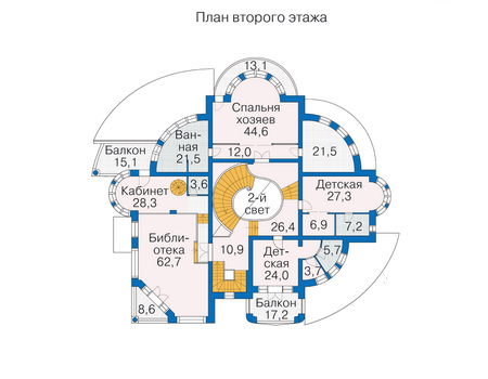 Планировка второго этажа :: Проект дома из кирпича 36-24