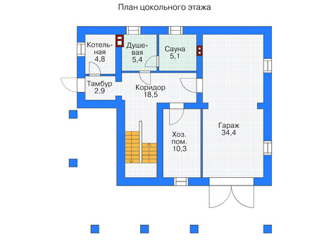 Планировка цокольного этажа :: Проект дома из кирпича 36-26