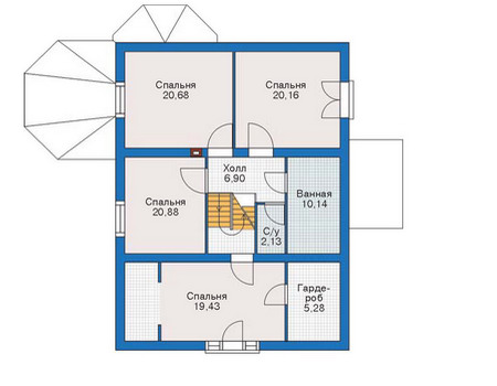 Планировка второго этажа :: Проект дома из кирпича 36-29