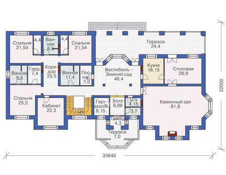 Планировка первого этажа :: Проект дома из кирпича 36-32
