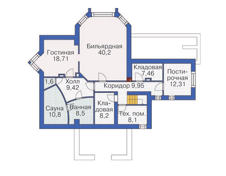 Планировка цокольного этажа :: Проект дома из кирпича 36-37