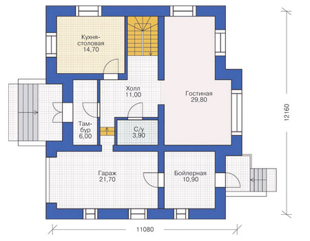 Планировка первого этажа :: Проект дома из кирпича 36-45