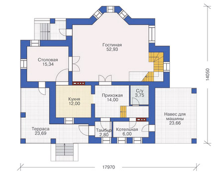 Планировка первого этажа :: Проект дома из кирпича 36-48