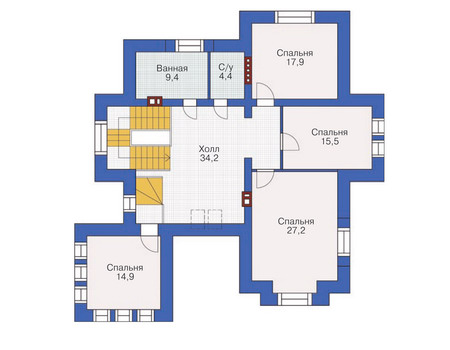 Планировка мансардного этажа :: Проект дома из кирпича 36-49