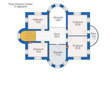 Планировка второго этажа :: Проект дома из кирпича 36-52