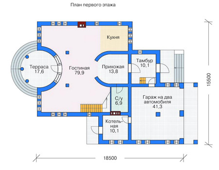 Планировка первого этажа :: Проект дома из кирпича 36-59