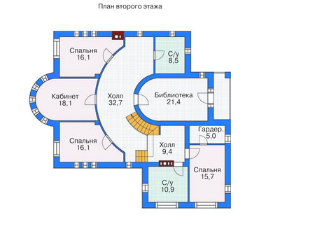 Планировка второго этажа :: Проект дома из кирпича 36-59