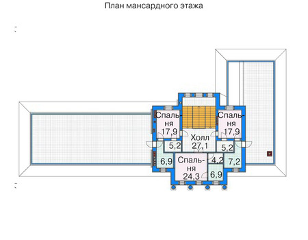 Планировка мансардного этажа :: Проект дома из кирпича 36-67