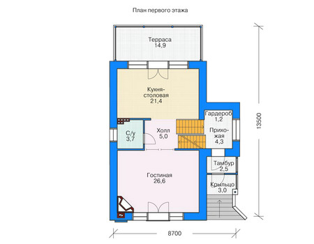 Планировка первого этажа :: Проект дома из кирпича 36-69