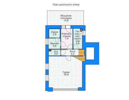 Планировка цокольного этажа :: Проект дома из кирпича 36-69