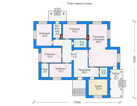 Планировка первого этажа :: Проект дома из кирпича 36-73