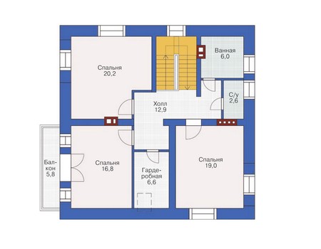 Планировка мансардного этажа :: Проект дома из кирпича 36-91