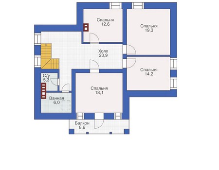 Планировка мансардного этажа :: Проект дома из кирпича 36-95