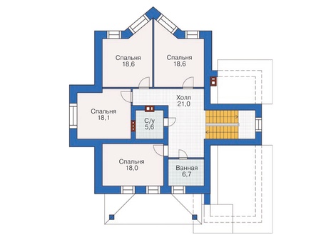 Планировка мансардного этажа :: Проект дома из кирпича 37-04