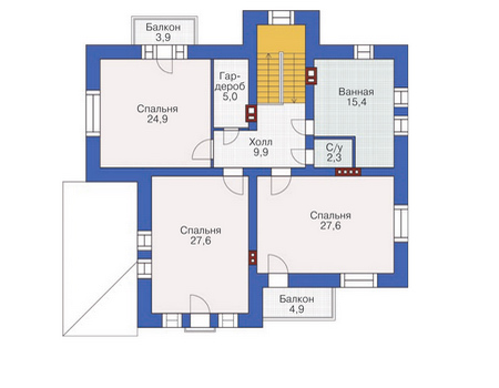 Планировка второго этажа :: Проект дома из кирпича 37-23