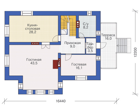 Планировка первого этажа :: Проект дома из кирпича 37-25