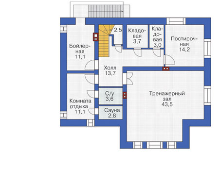 Планировка цокольного этажа :: Проект дома из кирпича 37-25