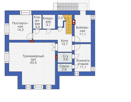 Планировка цокольного этажа :: Проект дома из кирпича 37-25