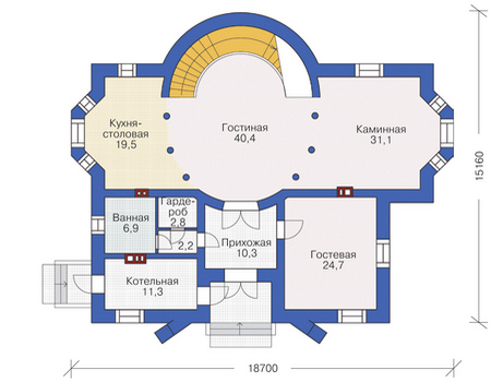 Планировка первого этажа :: Проект дома из кирпича 37-40