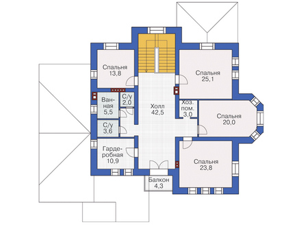 Планировка второго этажа :: Проект дома из кирпича 37-46