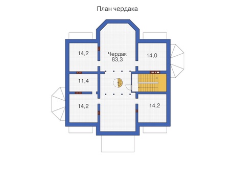 Планировка мансардного этажа :: Проект дома из кирпича 37-77