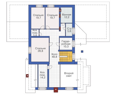 Планировка мансардного этажа :: Проект дома из кирпича 37-85