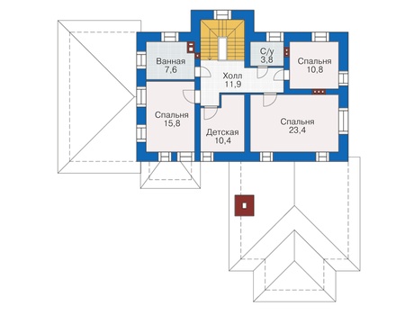 Планировка мансардного этажа :: Проект дома из кирпича 37-93