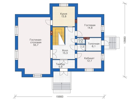 Планировка первого этажа :: Проект дома из кирпича 37-94