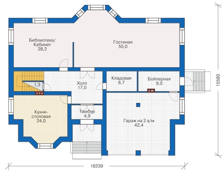 Планировка первого этажа :: Проект дома из кирпича 37-95