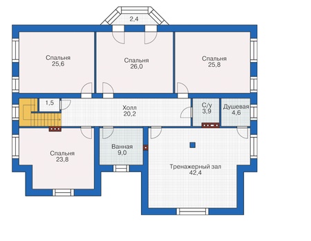 Планировка второго этажа :: Проект дома из кирпича 37-95