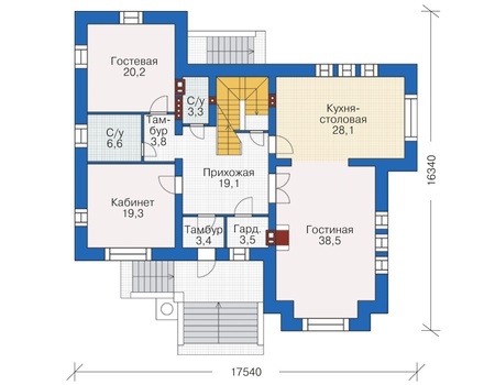 Планировка первого этажа :: Проект дома из кирпича 38-20