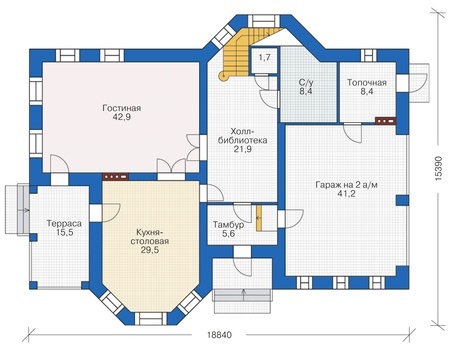 Планировка первого этажа :: Проект дома из кирпича 38-32