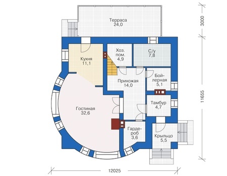 Планировка первого этажа :: Проект дома из кирпича 38-33