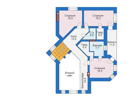 Планировка мансардного этажа :: Проект дома из кирпича 39-13