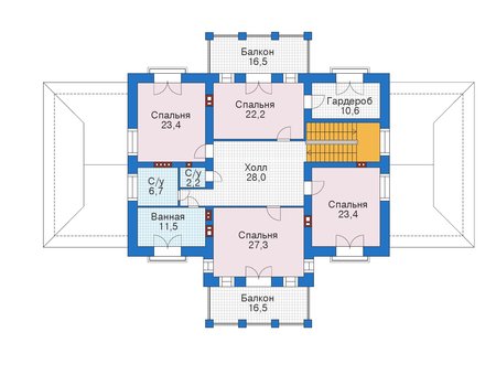 Планировка второго этажа :: Проект дома из кирпича 39-25