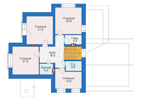 Планировка мансардного этажа :: Проект дома из кирпича 39-32