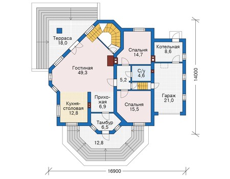 Планировка первого этажа :: Проект дома из кирпича 39-40