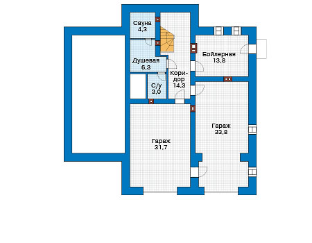 Планировка цокольного этажа :: Проект дома из кирпича 39-89